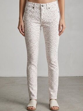 Ksubi Super Skinny "Black Magic" Jeans – White Blush Snow Leopard Print, NWT, S